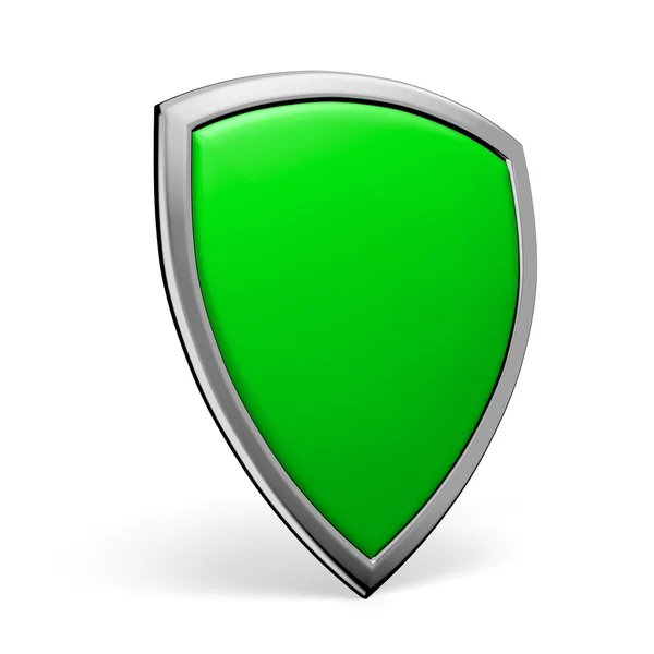 Green shield on white — Stock Photo, Image