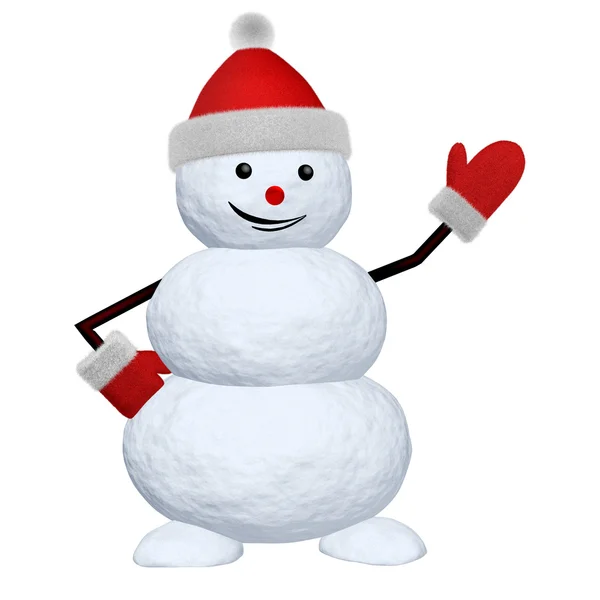 Snowman on white pointing to something — Stockfoto