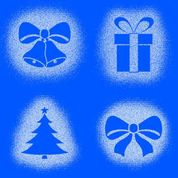 Schnee-Marke der Weihnachtsmotive auf blau set — Stockfoto
