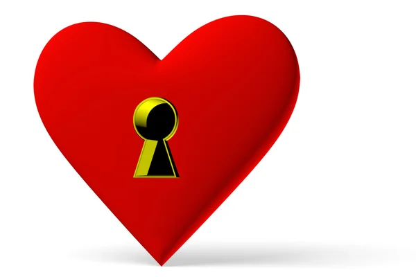 Red heart symbol with keyhole diagonal view — Stock Photo, Image