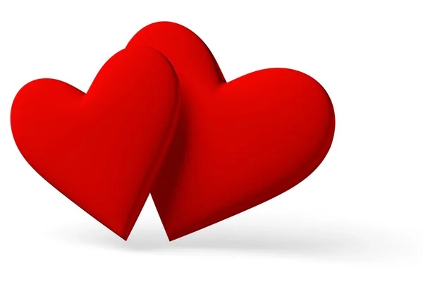 Couple of red hearts symbol with shadow — Stock Photo, Image