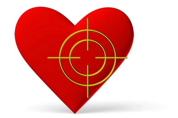 Red heart symbol with target — Stock Photo, Image