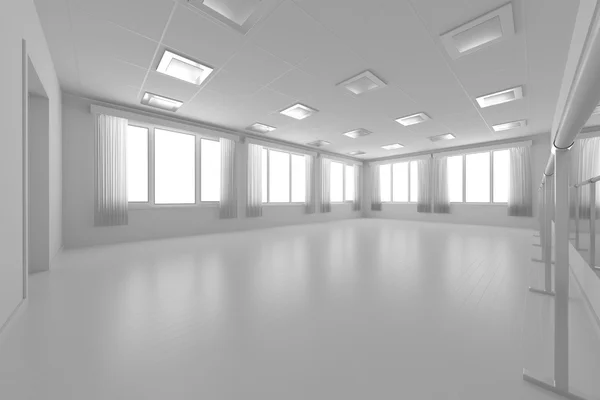 Formation de vide-salle de danse avec plancher de parois planes, blanc de blanc et Images De Stock Libres De Droits