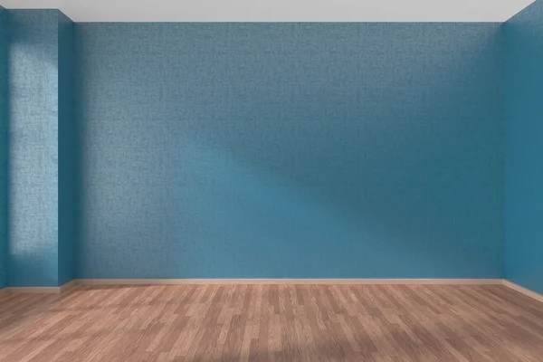 Blå tomt rum med parkettgolv — Stockfoto