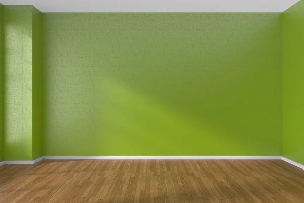 Stanza vuota verde con pavimento in parquet scuro — Foto Stock