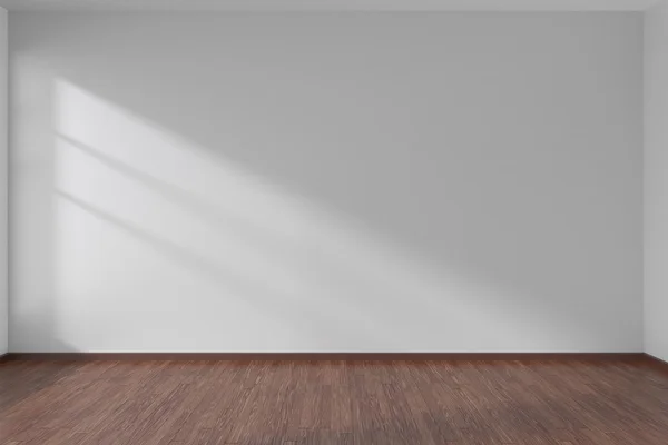 Cuarto vacío blanco con piso de parquet oscuro — Foto de Stock