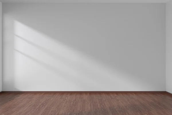 Blanc chambre vide avec sol en parquet foncé Image En Vente