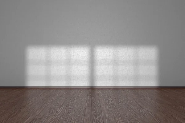 White wall of empty room with dark parquet floor — Foto Stock