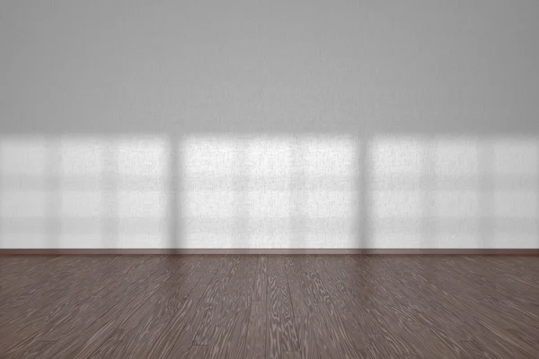 White wall of empty room with dark parquet floor — Stock Photo, Image