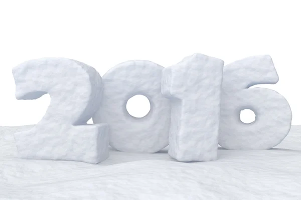 New Year Date 2016 made of snow on snow surface — ストック写真