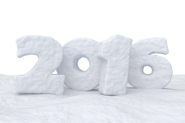 New Year Date 2016 made of snow on snow surface — Foto Stock