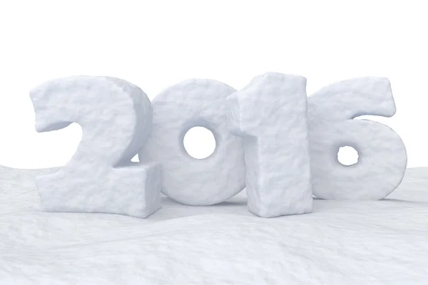 New Year Date 2016 made of snow on snow surface — Stockfoto