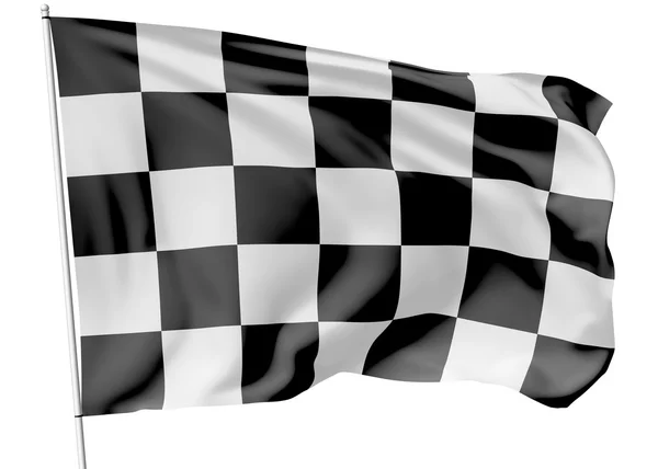 Checkered flag on flagpole — Stock Photo, Image