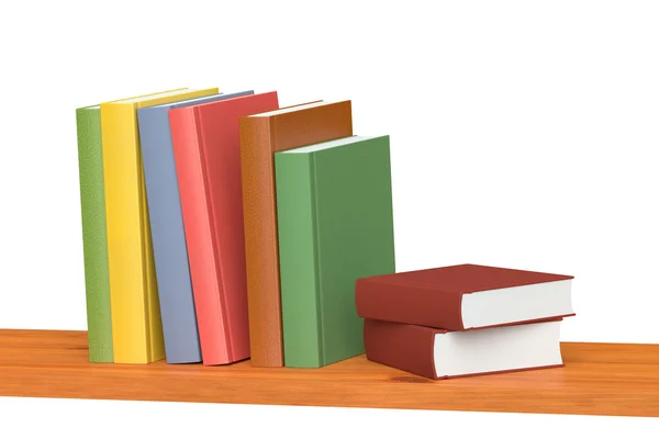 Libri colorati nello scaffale in legno — Foto Stock