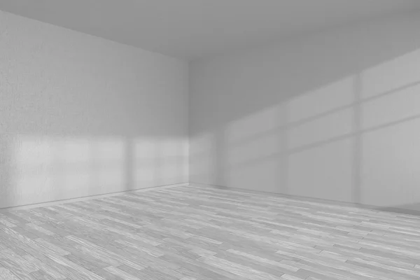 White empty room corner with white parquet floor — Stock Photo, Image