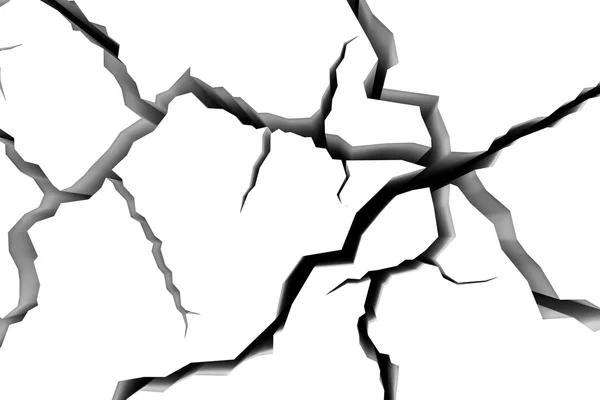Cracks in white surface of wall or floor closeup view — Stock Photo, Image