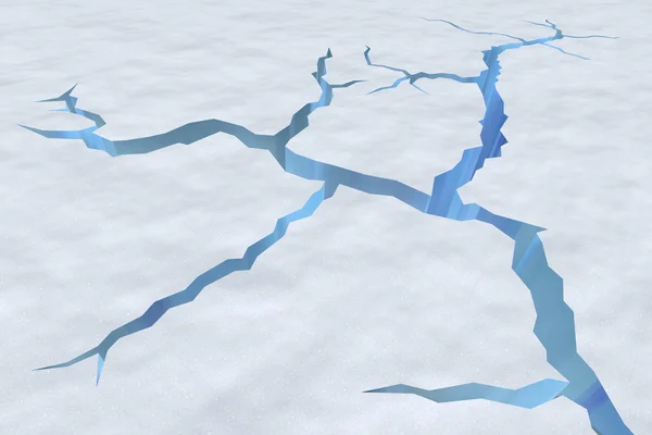 Трещины в поверхности снегом трещин ледника крупным планом зрения — стоковое фото