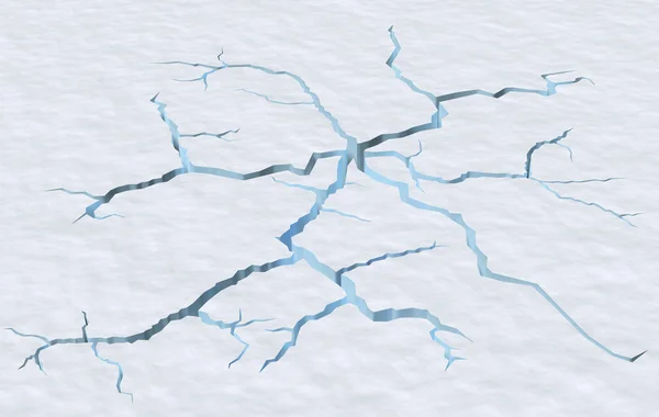 Cracks in snow surface of cracked glacier — Stock Photo, Image