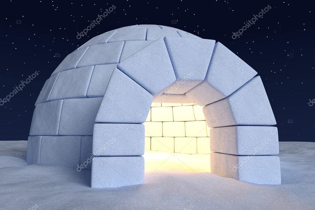 Igloo icehouse with warm light inside under sky with night stars Stock  Photo by ©alexeysmirnov 85418722