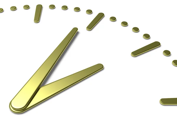 Fronte di orologio semplice con metallo giallo mani e segni diagonale vie — Foto Stock