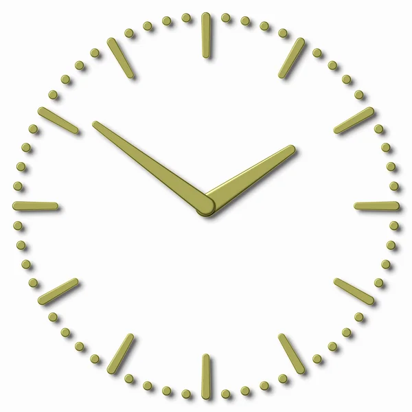 Simple clock face with yellow metal hands and marks — Stock Photo, Image