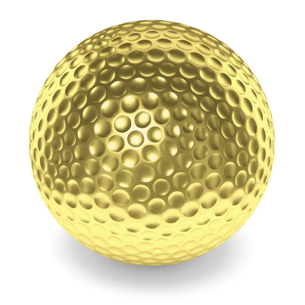 Golfball dourado com sombra isolada no branco — Fotografia de Stock