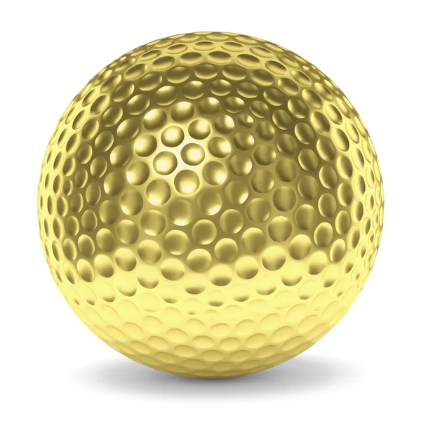 Golden golf ball with shadow isolated on white — Stock Photo, Image