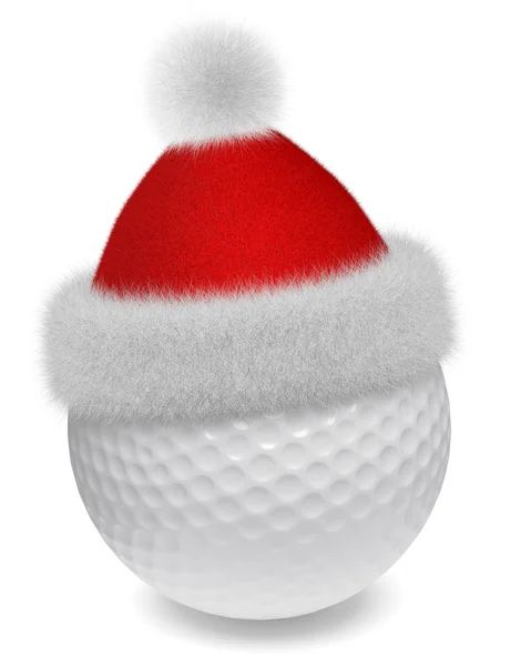 Λευκό golfball στην Σάντα κόκκινο καπέλο — Φωτογραφία Αρχείου