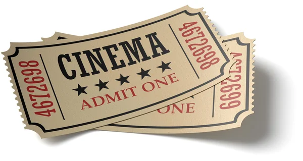 Pair of retro cinema tickets whith shadow — Stock Photo, Image