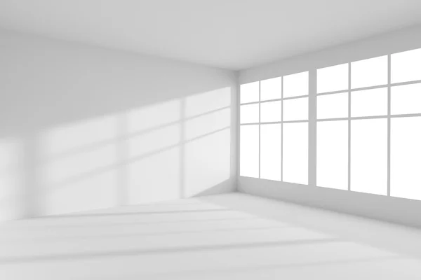 Empty white room with windows interior — Stock Photo, Image