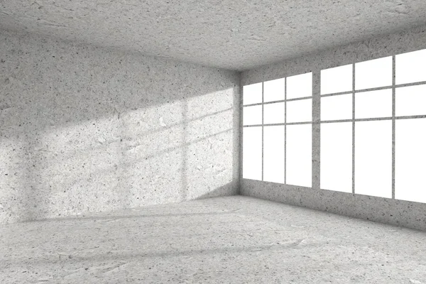 Empty spotted concrete room corner with windows interior - Stock-foto