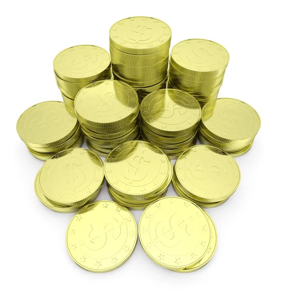 Dollar guldmynt stack isolerade på vit närbild — Stockfoto