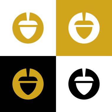 Meşe fıstığı logosu, meşe palamudu sembolü tasarımı - Vektör