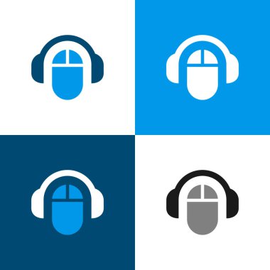 Bilgisayar bilimi podcast logo simgesi, bilgisayar faresi ve kulaklık sembolü