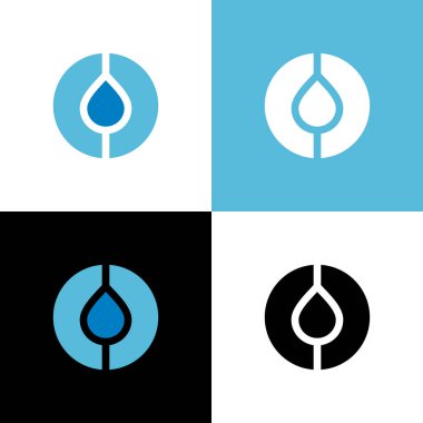 Su damlası logo şablonu, yağ damlası simgesi tasarımı, daire şeklinde sembol - vektör