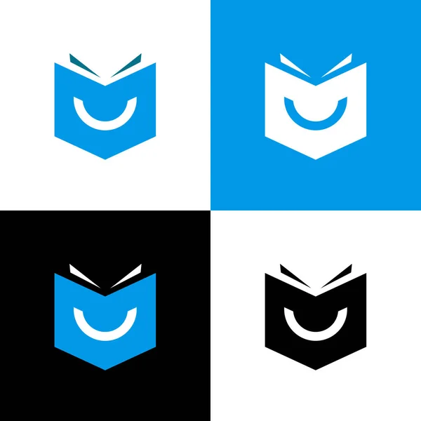 Diseño Del Icono Del Logo Del Libro Sonrisa Elementos Plantilla — Vector de stock