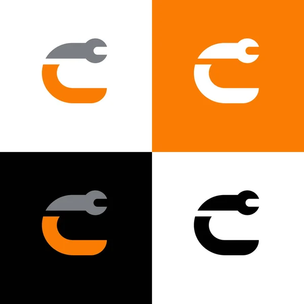 Buchstabe Schraubenschlüssel Logo Vorlage Reparatur Und Service Symbol — Stockvektor