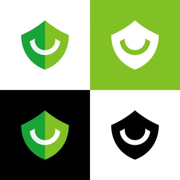 Улыбка Щит Логотип Дизайн Иконки Символ Безопасности — стоковый вектор