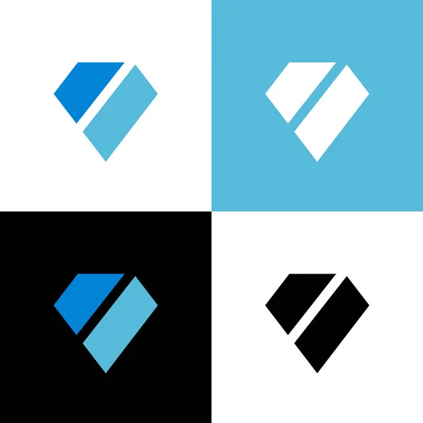 Diseño Del Logotipo Del Diamante Azul Icono Piedra Preciosa Abstracta — Vector de stock