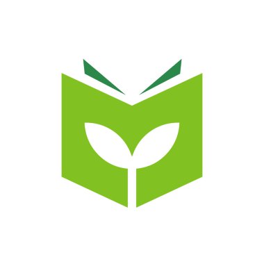 Kitap doğa logosu tasarımı, ekonomi kitabı ikonu, bitki sembollü kitap