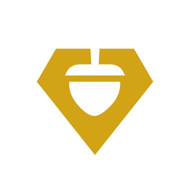 Elmas palamut logosu tasarımı, meşe tohumu sembollü mücevher - vektör