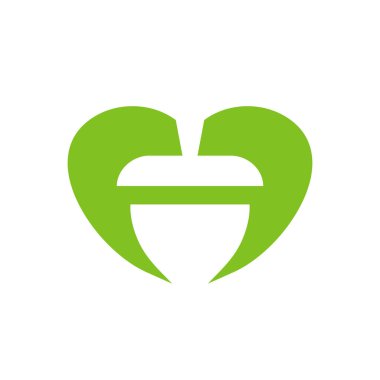 Soyut palamut tohumu logosu, meşe ağacı ikonu, vektör illüstrasyon tasarımı