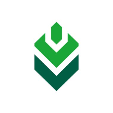 Logo konsepti oluştur, soyut altıgen şekil logosu, beyaz arkaplanda yeşil renk - Vektör