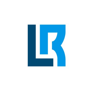 LR logosu, ilk harf logo şablonu, düz stil monogramı - Vektör