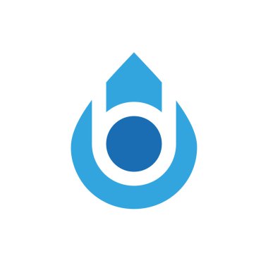 Su damlası logosu, ilk harf bd db Damla sembollü, temiz su simgesi