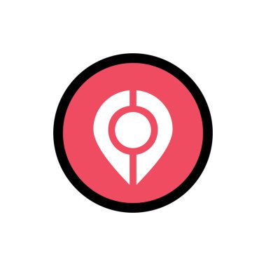 Konum imleci logo simgesi tasarımı, harita pin sembolü, daire şekli işareti