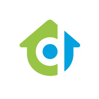 Başlangıç harfi qd veya dq house logo tasarım şablonu ögeleri, ev vektör simgesi