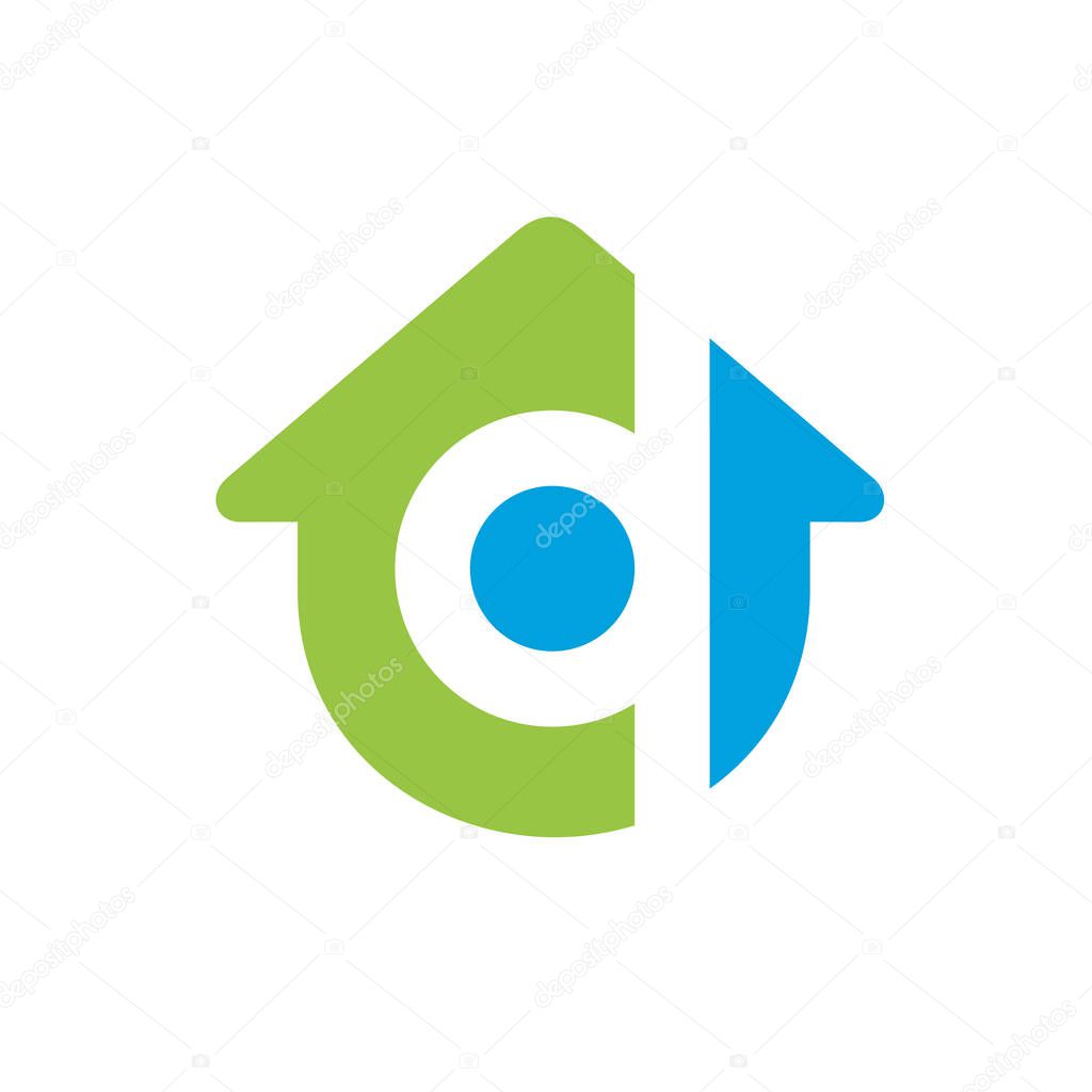 Initial letter qd or dq house logo design template elements, home vector icon