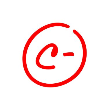 C eksi harfi, not işareti çizimi, beyaz arkaplanda izole edilmiş kırmızı renk - Vektör