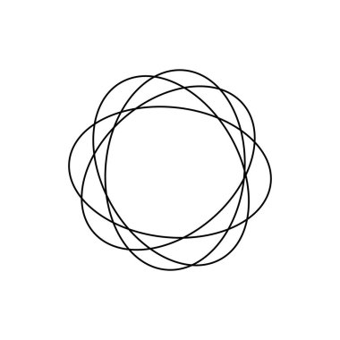 Soyut çember çizgisi çizimi, beyaz arkaplana izole edilmiş karalama şekli